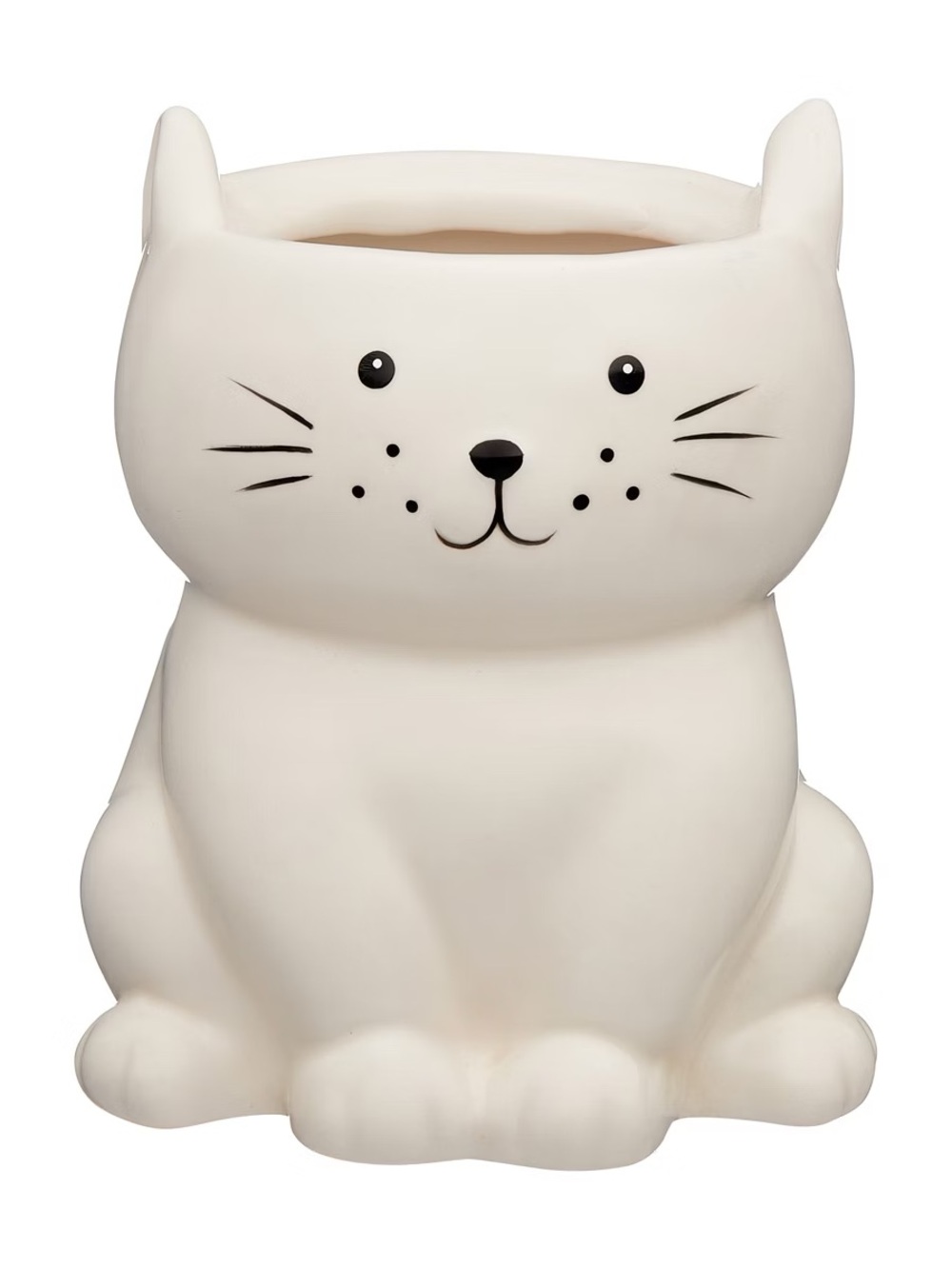 White Ceramic Cat Planter